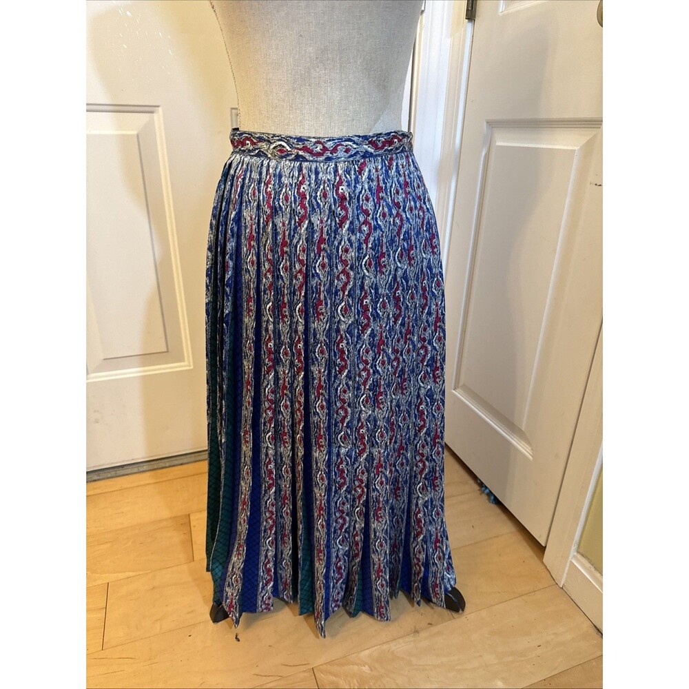 PERFECT VINTAGE PLEATS Peters & Ashley Royal Blue Print Pleated Skirt Size 8